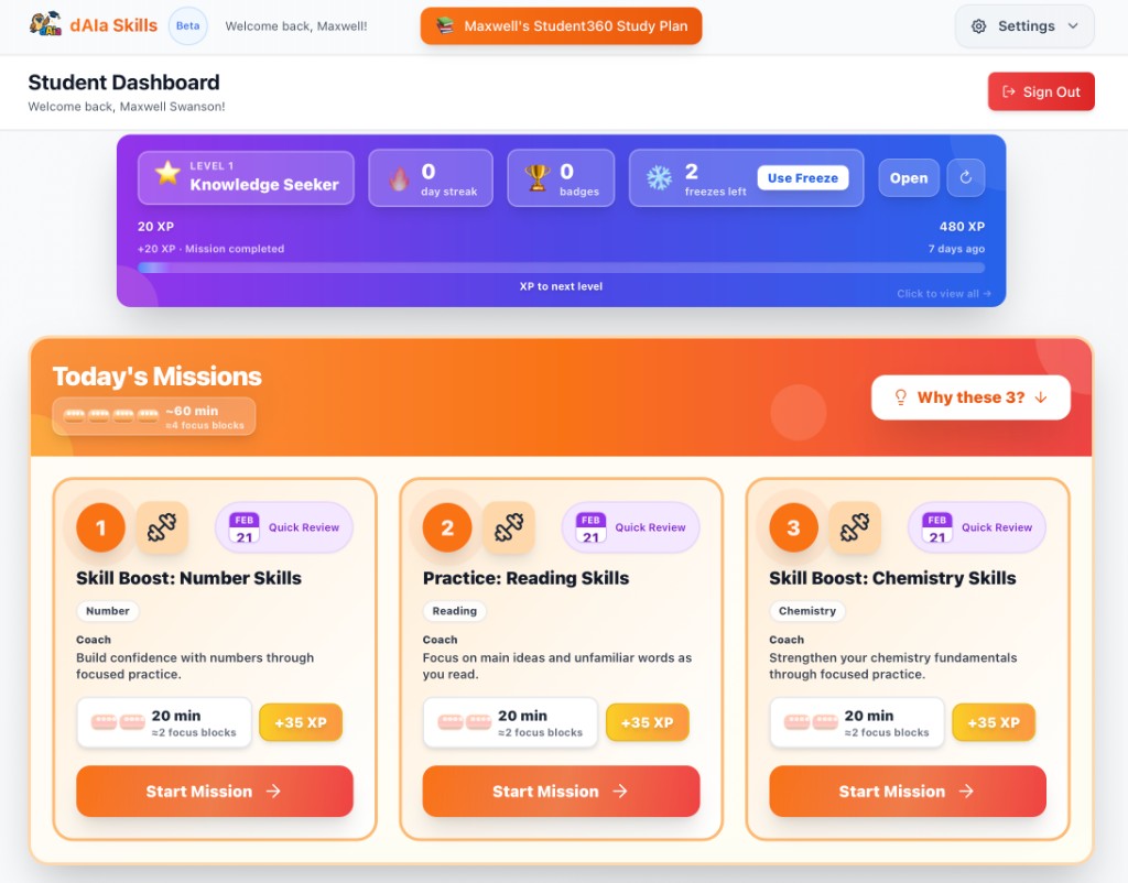 Example student mission